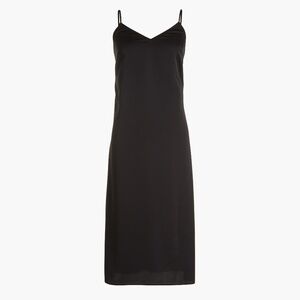 J Crew v neck black satin midi slip dress NWT - Size 10